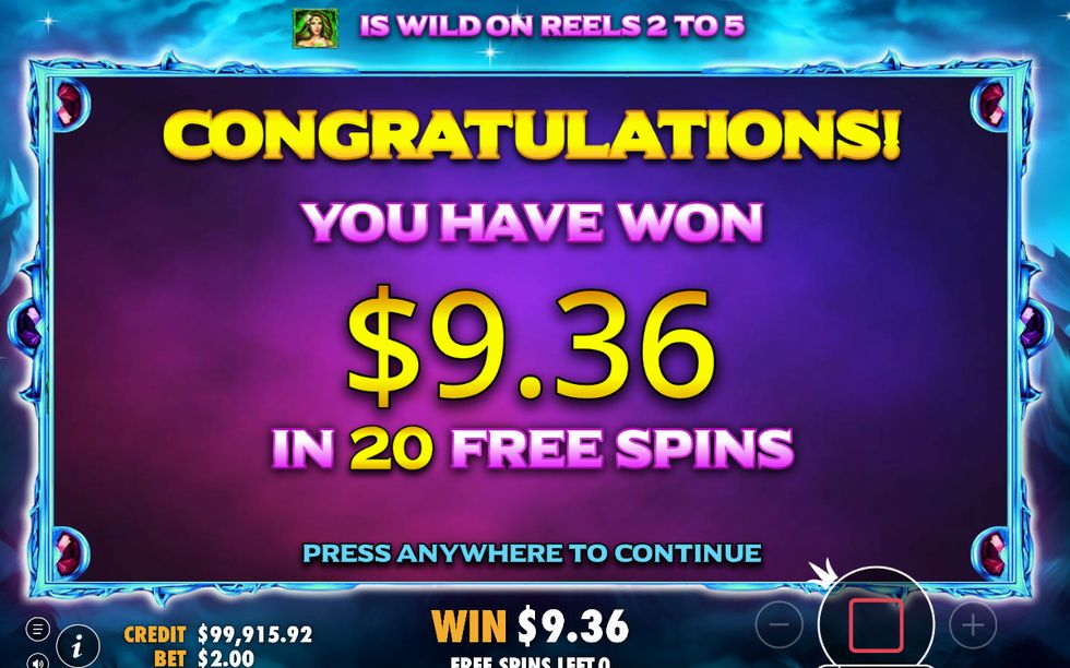 Win screen showing the payout in A$