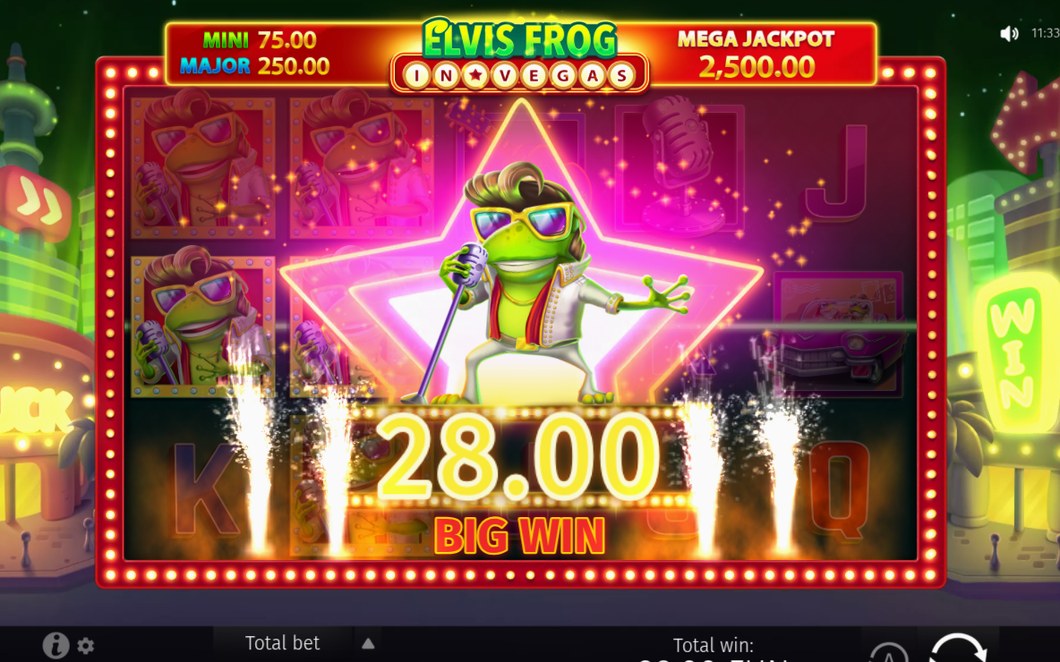 Base game win with Frog fan symbols on a payline