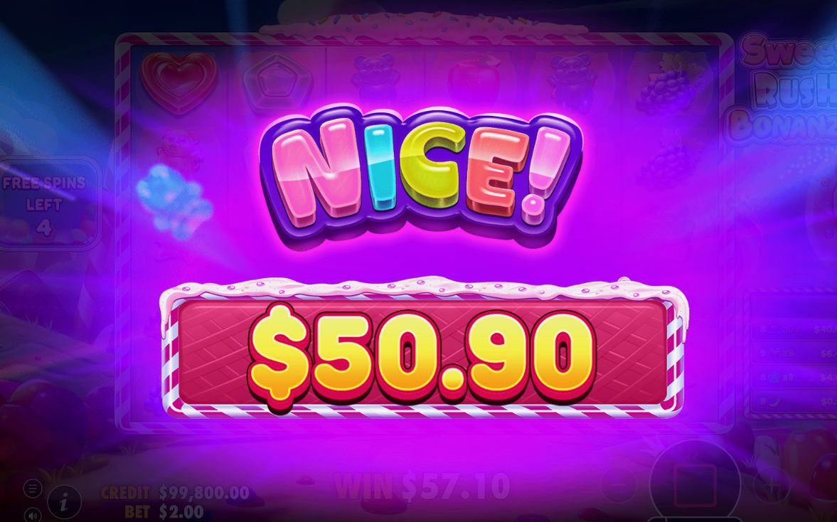 Win screen after a tumble sequence finishes